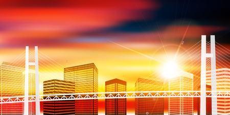 Bay Bridge Bridge Building Backgroundのイラスト素材