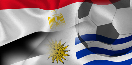 Egypt Uruguay national flag soccer ballのイラスト素材