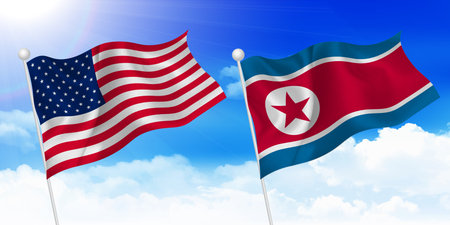 North Korea North American flag background