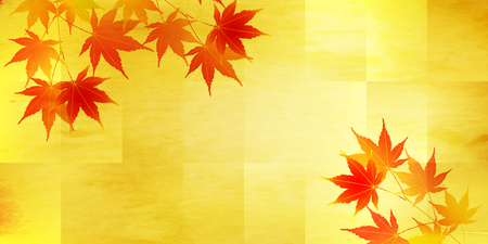 Autumn leaves fall Japanese paper backgroundのイラスト素材