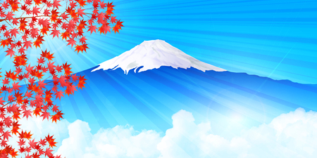 Fuji autumn leaves autumn backgroundのイラスト素材