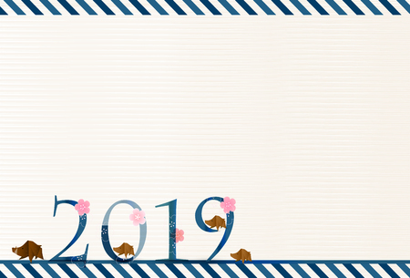 boar New Year card Plum blossom backgroundのイラスト素材