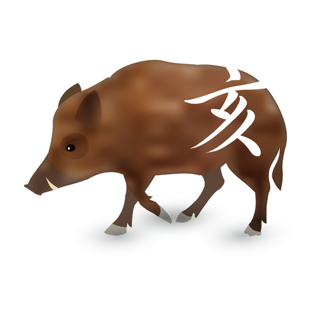 Boar New Year card iconのイラスト素材