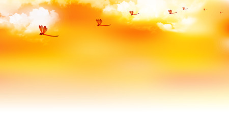 Red dragonfly autumn sky backgroundのイラスト素材