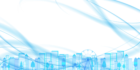 Wave summer building backgroundのイラスト素材