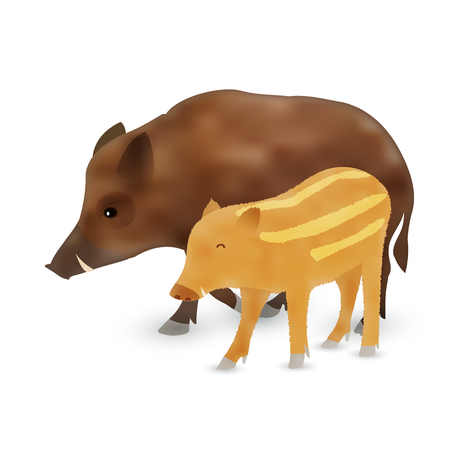boar New Year card animal iconのイラスト素材
