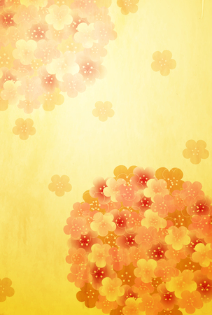 Plum New Year card Japanese paper backgroundのイラスト素材