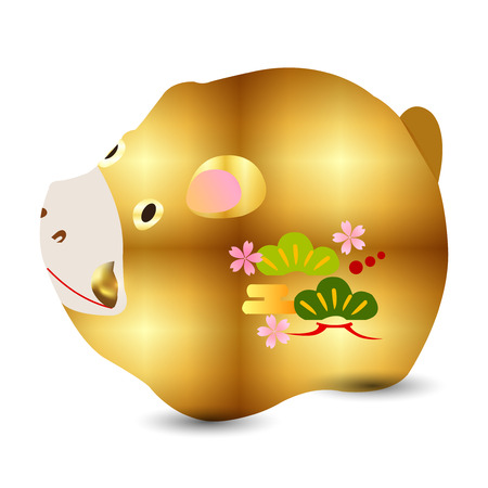 boar new year card Lucky goods iconのイラスト素材