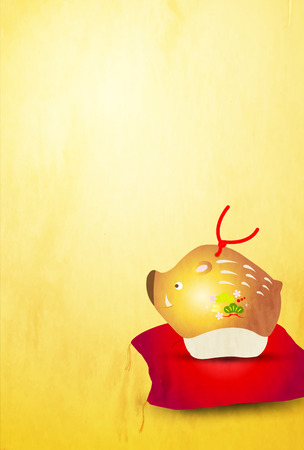 boar New Year card Japanese paper backgroundのイラスト素材