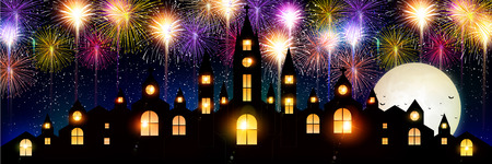 Halloween Castle Autumn Backgroundのイラスト素材