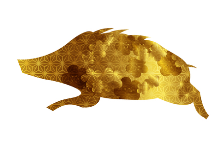 boar New Year card Plum blossom iconのイラスト素材