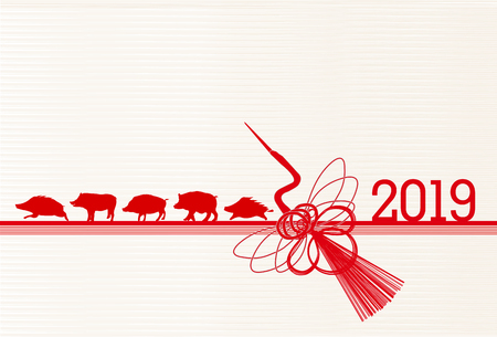 boar New Year card Japanese paper backgroundのイラスト素材