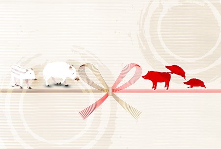 boar New Year card Japanese paper backgroundのイラスト素材
