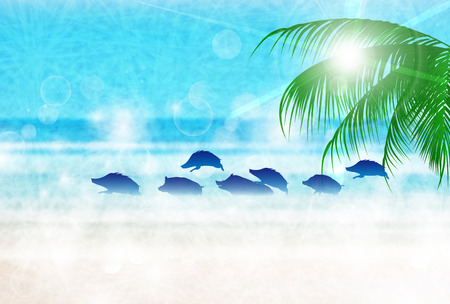 boar New Year card Ocean backgroundのイラスト素材