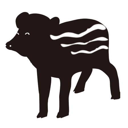 boar New Year card Silhouette iconのイラスト素材