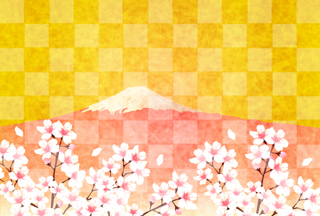Mt. Fuji cherry blossom backgroundのイラスト素材