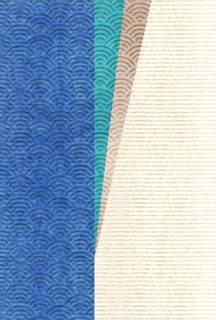 Japanese paper blue New Year card backgroundのイラスト素材