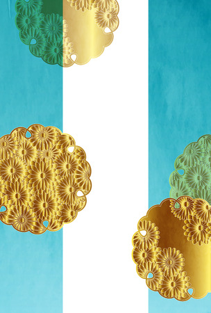 Japanese paper chrysanthemum greeting card backgroundのイラスト素材