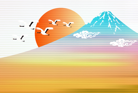 Japanese paper Fuji New Year's card backgroundのイラスト素材