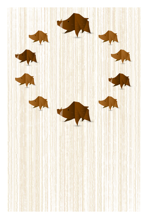 boar New Year card backgroundのイラスト素材