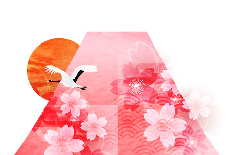 Fuji Japanese Washi New Year's card backgroundのイラスト素材