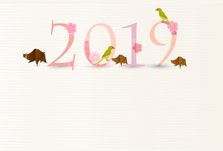 boar New Year card Japanese paper backgroundのイラスト素材