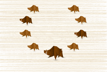 boar New Year card Japanese paper backgroundのイラスト素材