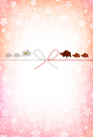 boar New Year card Japanese paper backgroundのイラスト素材