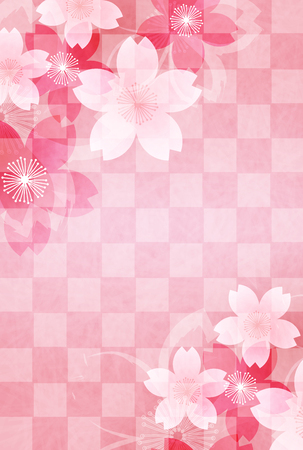 Cherry Blossoms New Year card Japanese paper backgroundのイラスト素材