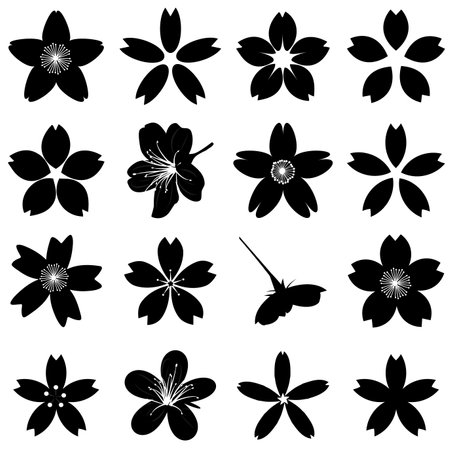 Cherry Blossoms Spring silhouette iconのイラスト素材
