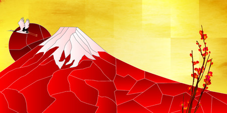 Mount fuji japan sunrise backgroundのイラスト素材