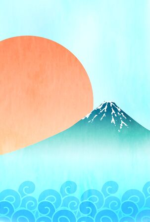 Mount Fuji Japan Japanese paper backgroundのイラスト素材