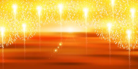 Fireworks summer sea backgroundのイラスト素材