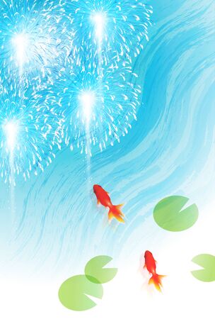 Fireworks summer summer greeting card backgroundのイラスト素材