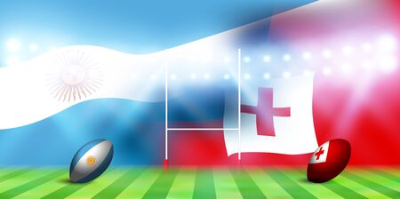 Rugby national flag Argentina Tongaのイラスト素材