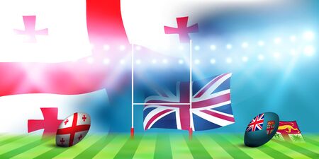 national flag rugby Georgia Fijiのイラスト素材