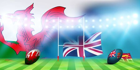 national flag rugby Wales Fijiのイラスト素材