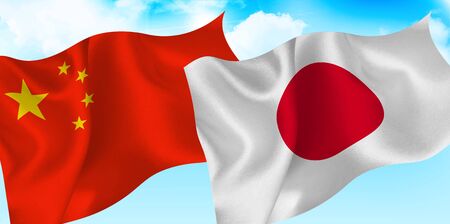 Japan China sky flagのイラスト素材