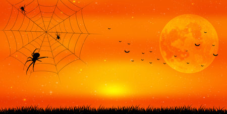 Halloween autumn spider backgroundのイラスト素材