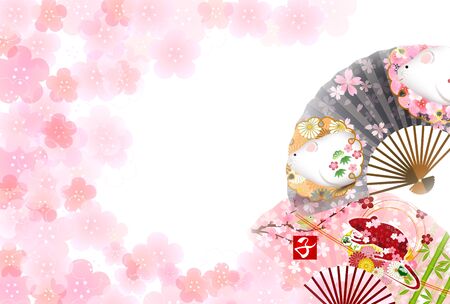 mouse New year's card Japanese pattern backgroundのイラスト素材