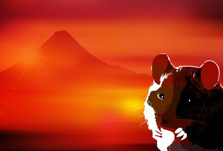 mouse New year's card Japanese pattern backgroundのイラスト素材