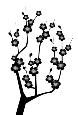 Plum flower silhouette iconのイラスト素材