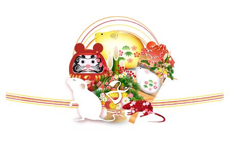 mouse New year's card Lucky iconのイラスト素材