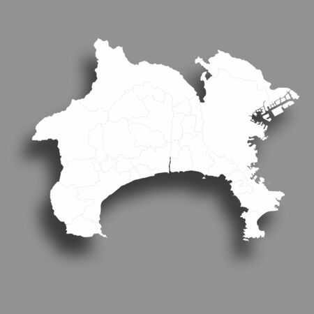 Kanagawa Map Silhouette Prefecture Frame Iconのイラスト素材