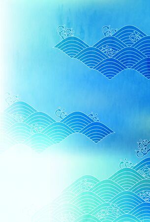 Sea wave Japanese paper background Japanのイラスト素材