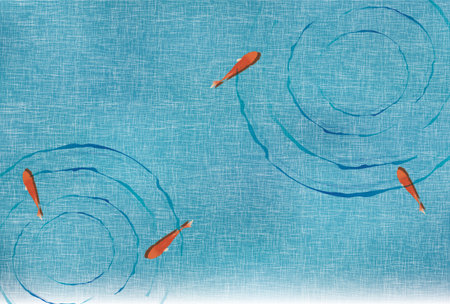 Goldfish hot summer ripples background
