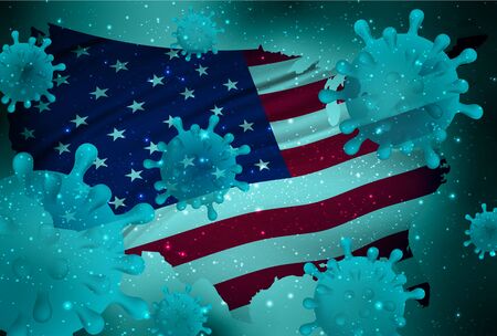 American Corona Virus National flag Backgroundのイラスト素材