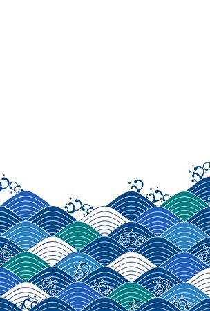 Sea wave Summer greeting card backgroundのイラスト素材