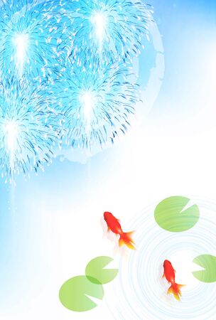 Goldfish Summer greeting card backgroundの素材 [FY310144846101]