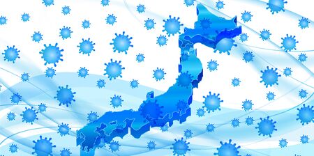 Corona virus map Japan backgroundのイラスト素材